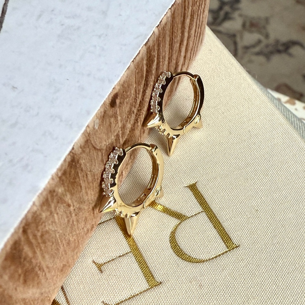 REBL Paved Spike Huggie Earrings